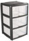3 Drawer Plastic Storage Tower Unit, Black & Clear - Tontarelli