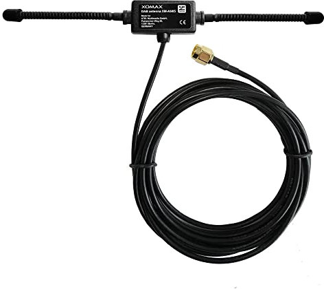 XOMAX XM-AN05 DAB/DAB+ KFZ Auto Radio Scheibenantenne Aktiv mit SMA Stecker I 3 Meter Kabellänge I Innenmontage I Digitaler Radio Empfang