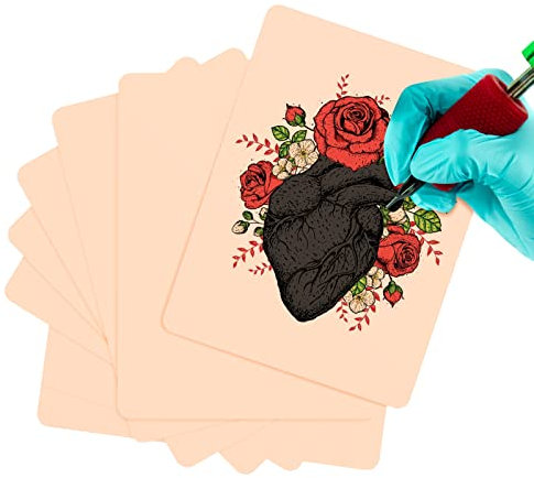 8 Piezas Piel Sintetica Tatuaje Silicona Piel de Tatuaje de Doble Cara Para el Kit de Tatuajes Práctica Tatuaje Tattoo Piel La Piel Sintética Profesional es Adecuada Para Práctica | 18.8 X14.2 cm