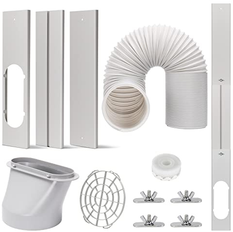 Portable AC Window Vent Kit with 5.9 Dia Exhaust Hose for Sliding Window | Adjustable for Horizontal/Vertical Window, Portable Air Conditioner Window Seal Kit, Plates Length up to 48,without Adapter