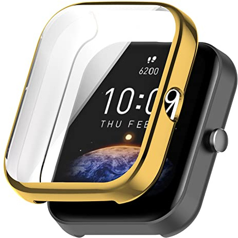 KUTEWEU Compatibile con Amazfit Bip 3 Smart Watch Pellicola Protettiva per Display Custodia, Involucro di Ricambio, TPU Protettivo Skins Copertura Cover Case per Amazfit Bip 3 Pro (Gold)