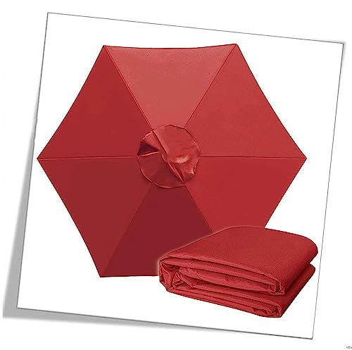KADEUX Φ270cm/Φ300cm Tissu De Rechange pour Parasol, Auvent De Rechange Parasol De Jardin Extérieur De Rechange, Toile De Parasol Rond pour 6/8 Baleines Parasol (Color : Red, Size : 270cm/6-ribs)