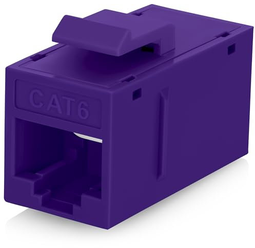 Everest Cat6 RJ45 Keystone Coupler (6-Pack) in Purple - RJ45 Coupler - Cat 6 Couplers - Female to Female Cat6 Keystone Jacks - Ethernet Couplers - Ethernet Cable Extender