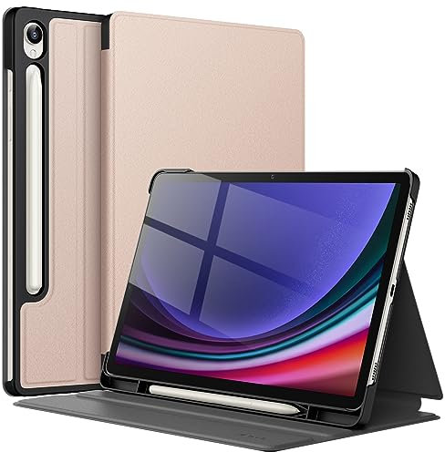 JETech Coque pour Samsung Galaxy Tab S9 11 Pouces avec S Pen Porte-Stylet, Fine Folio Protecteur Tablette Housse Étui, Multi-Angle Affichage (Or Rose)