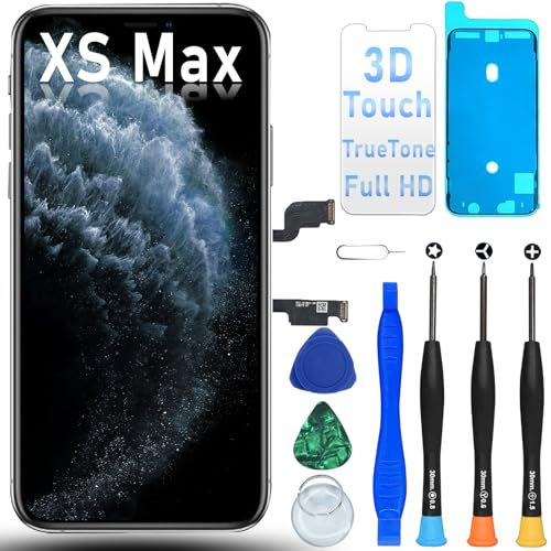 DIGI4U für 𝒊𝑷𝒉𝒐𝒏𝒆 𝑿𝑺 𝑴𝒂𝒙 𝑫𝒊𝒔𝒑𝒍𝒂𝒚, 6,5 3D Touch FHD LCD Bildschirm Ersatz Digitizer Reparatur Kits, mit Rahmenaufkleber Displayschutzfolie Magnetischem Schraubendreher Kit