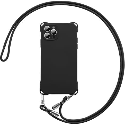 ZCDAYE Case for iPhone 14 Pro Max, Anti-Scratch Microfiber Lining Silicone Case with Adjustable Lanyard Strap,Shockproof Bumper Protective Phone Cover for Womenm Men, Black
