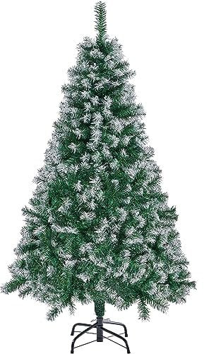 Yaheetech 5ft Frosted Artificial Christmas Tree with 450 Tips Hinged Snow Dusted Spruce Xmas Holiday Decorative Tree with Foldable Stand
