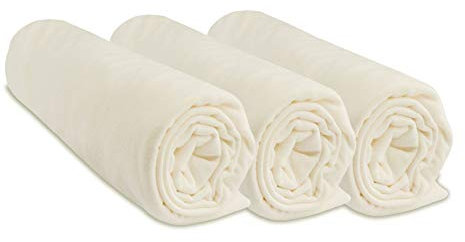 Set mit 3 Spannbetttüchern für Babykörbchen, Babybett, Regenschirm, 100% Baumwolle, dehnbar, weich und atmungsaktiv, Marke Easy Dort, Öko-Tex-Label, (Ecru, 32 x 72 cm)