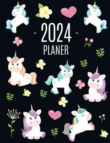 Einhorn Planer 2024: Wochenplaner 2024 mit Raum für Notizen | Januar - Dezember 2024 mit Wochenansicht | Einfacher Überblick über die Terminpläne | Agenda Organizer Terminplaner