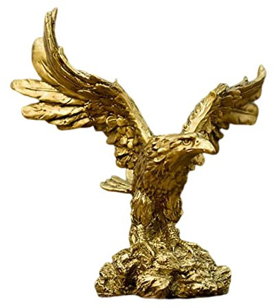 Leisurealeaneag Moderne Adler-Skulptur, Sammlerstatue für Hochzeit, Eingang, Präsentationsständer, klein, goldfarben