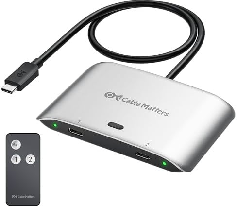 Cable Matters 20Gbps USB4 USB C Switch für 2 Computer, unterstützt 8K@30Hz/4K@144Hz, 140W PD, zur gemeinsamen Nutzung eines USB-C/Thunderbolt 4 Monitors oder Einer USBC/Thunderbolt 4 Docking Station