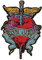 C&D Visionary Bon Jovi Aufnäher Herz und Dolch, Rot, Gelb, Blau
