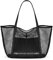 KALIDI FANCY FOREST Faltbare Mesh Strandtasche XXL Familie, Große Strandtasche Badetasche Shopper Tasche Damen für Urlaub Sauna Sport,Schwarz