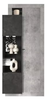 PRICE FACTORY just for you Vitrine Design 2 Portes Collection DOMI. Coloris Gris Anthracite Effet béton