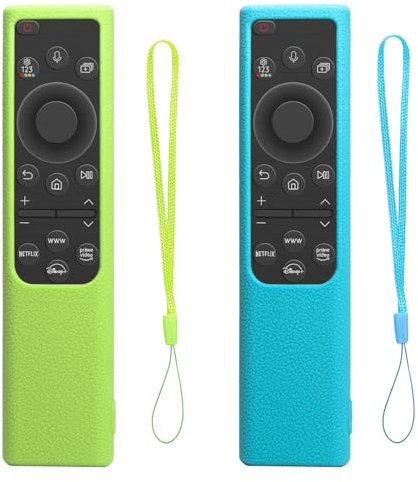 2 Custodie Protettive in Silicone per Telecomando Samsung, Compatibili con TV Smart Telecomando (Modelli: BN59-01385B, TM2281, BN59-01357A, BN59-01388, BN59-01391) Antiscivolo, Antiurto (Blu + Verde)