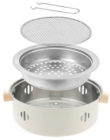 Fiorky Barbecue Rond Grill Portable Compact de Table Barbecue avec Grill Net Camping Grill Poêle Multifonction pour Jardin Extérieur Patio