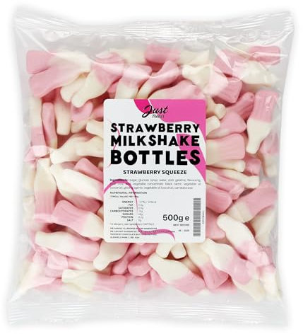 Just Treats Strawberry Milkshake Bottles (500g Share Bag)