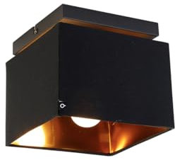 Qazqa Smart led Modern Deckenleuchte, Deckenlampe - Vt - Schwarz Gold, Quadratisch, 1800K - 4000K, extra warmweiß - kaltweiß, dimmbar, 17cm, Ideal als Flur, Küche lampe, Schlafzimmerlampe