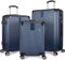 BRUBAKER Kofferset London - 3 teiliges Reisekoffer Set inklusive Handgepäck - Hartschalen Koffer mit Zahlenschloss, 4 Rollen und Komfort Tragegriffen - ABS Boardcase Trolleys (M, L, XL - Blau)
