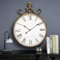 SHYFOY Große Vintage Wanduhr Wohnzimmer XXL Metall Retro Gold Romische Zahlen Wanduhren für Küche Wohnzimmer Bar, 70 x 51 cm