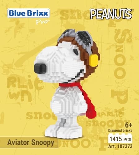 BlueBrixx Pro 107373 – Snoopy als Pilot (Diamond Blocks) aus Klemmbausteinen mit 1415 Bauelementen
