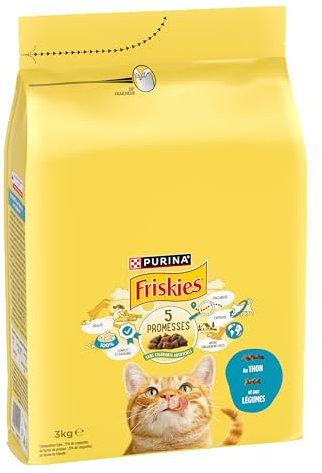 FRISKIES | Chat | Croquettes complètes pour Chats Adultes | Au Thon et aux Légumes | Aliment Complet Riche en Vitamines et Minéraux | Sac | 3 KG