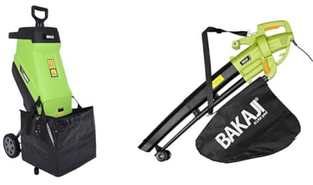 Bakaji Biotrituratore Elettrico Tritafoglie Potenza 2400W Trituratore Foglie Rami e Compostaggio & Aspirafoglie Elettrico da Giardino 3 in 1 Aspiratore Trituratore e Soffiatore Soffia Foglie