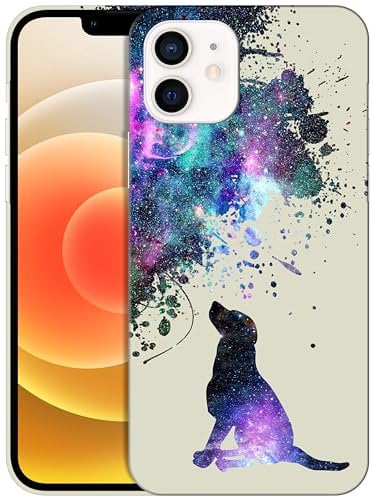 GlamCase for iPhone 12/12 Pro, iPhone 12/12 Pro Case - Galaxy Dog Pattern Design Printed Slim & Sleek Cute Plastic Hard Snap on Protective Designer Back Case/Cover for iPhone 12/12 Pro White