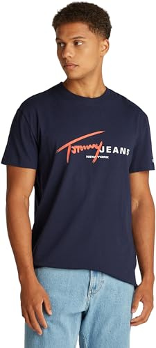 Tommy Jeans Herren T-Shirt Kurzarm Signature Tee Regular Fit