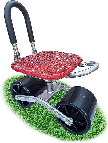 Chariot de jardin roulant réglable avec siège, siège de jardinage rotatif à 360 ° sur roues – Chariot de jardinage pour la maison et le jardin pour la plantation – Essentiel du jardinier