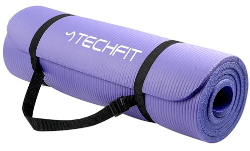 TechFit Tapis Yoga Antidérapant Professionnel | 180x60 cm | Épais 10 mm | TPE Non Toxique, Hypoallergénique, Durable | Pour Yoga, Fitness, Étirement | Sangle et Sac Inclus