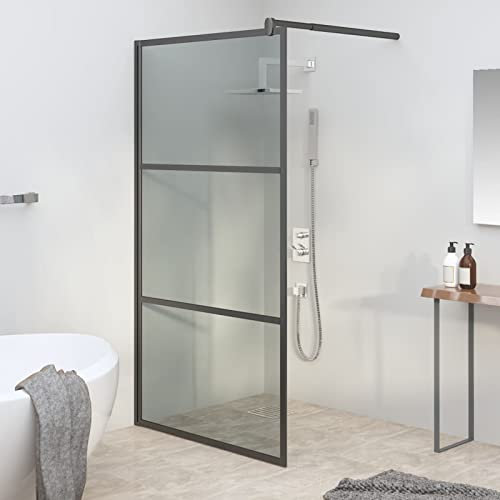 Iiaky Paroi de Douche 100x195 cm Verre ESG foncé Noir,Vitre Baignoire Salle De Bain,Pare-Baignoire