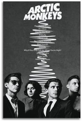 JUNZHAN Arctic Monkeys AMAlbum-Poster, Kunstdekoration, Wandposter, Innenposter, Druck, Dekoration, Bar, Restaurant, Dekoration, Ästhetik, Poster, Wohnzimmer, 30 x 45 cm, ungerahmt, 5