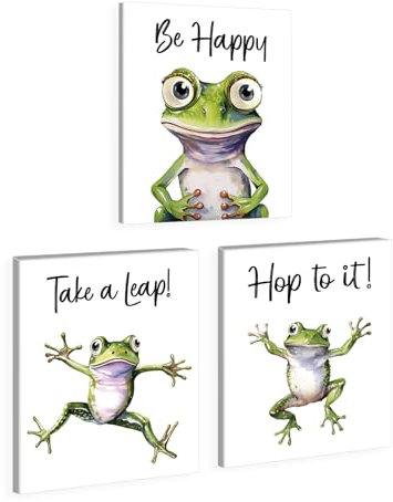 Gerahmter motivierender Frosch, Wandkunst, niedlicher Aquarell-Frosch mit Bestätigungs-Kunstdruck, lustige Tierkunst, Wanddekoration für Wohnzimmer, Schlafzimmer, Kinderzimmer, Heimdekoration