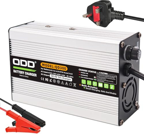 QDD 58.4V 5A Charger 58.4V LiFePO4 Battery Charger DC Alligator Clip Used for 16S 48V LiFePO4 Battery Pack
