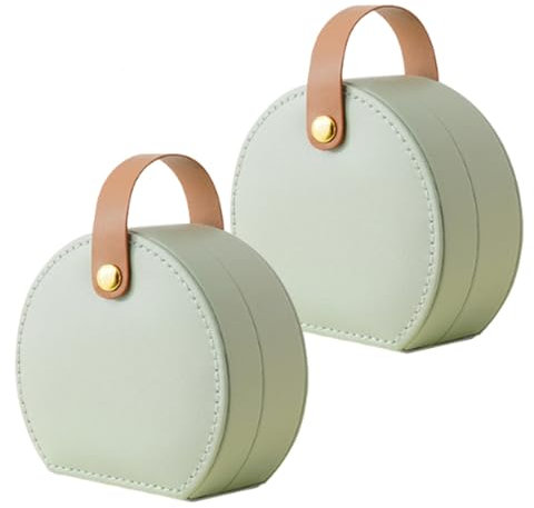 Anneratteryer 2 joyeros viajeros para guardar joyas, pequeños para anillos, pulseras, pendientes, collares, regalos para niñas y mujeres (verde)