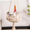 Womsclo Cat Hammock, 40cm/15.7inch Macrame Hanging Cat Bed with Cushion & Tassel, Boho Cat Swing Bed for Indoor Sleeping, Playing, Climbing, and Lounging
