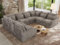 MKS MEBLE Sofa U-Form, Wohnlandschaft, Couch, Ecksofa, Couchgranitur, Polsterecke, Big Sofa XXL, Polstergarnitur - Verso U 8M - Hellbraun Cord
