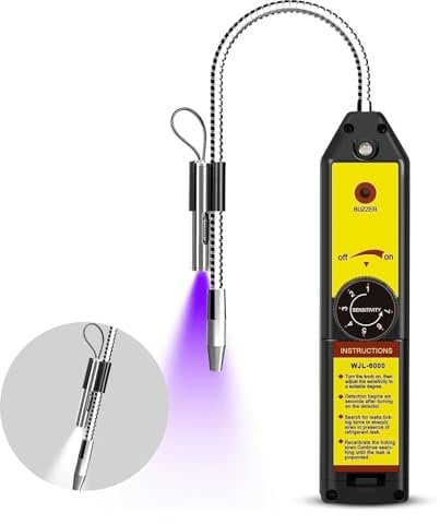 Gasmelder, WJL-6000 Freon Lecksucher Halogen Lecksucher Kältemittel Gas HVAC Klimaanlage R22 R410A R134A R1234YF FCKW HFCKW HFKW,Volle Sicherheit in Ihren Händen(With UV-lamp)
