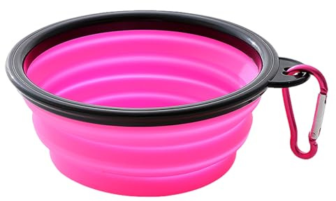 3 Pack Collapsible Dog Bowls Travel Dog Cat Water Food Bowls, Safe BPA Free Food Grade Silicone Portable Pet Bowls for Dogs and Cats - Ideal for Walking, Traveling, and Hiking (Rosa)