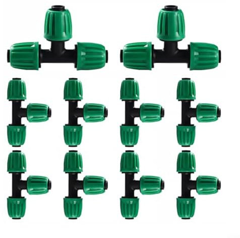 Gettimore Gartenbewässerungsgeräte, 16 mm, Tropfbewässerung, 3-Wege-Winkelverschraubungen für Rasen, Gewächshaus, Bauernhof, 10 Stück