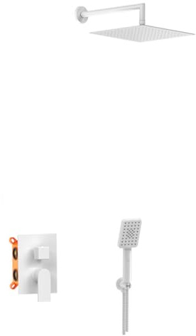 AQG - Kit de Ducha Empotrado Monomando ALPHA EC208 | 2 Vías | Cartucho Ø35 | Antical | Garantía 3 Años (Blanco)