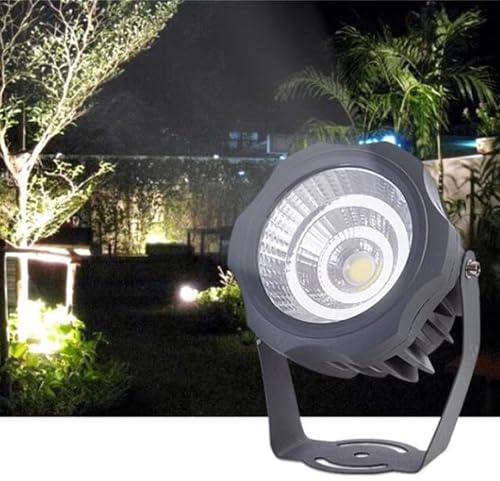 Projecteur Sol Lumières - Spot LED Exterieur, Lampes Paysage Rondes COB Haute Puissance AC 220V, Lampes D'arbre Étanches Ip67, Éclairage Paysage Extérieur, Support Réglable À 180 °(White,20W(220v))