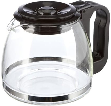 Anakel Home Jarra de Cristal para Cafetera de Goteo con Altura Regulable | Medidas 13,5-15cm de Alto x 14cm de Ancho | Jarra de Café con Tapadera, Color Negro