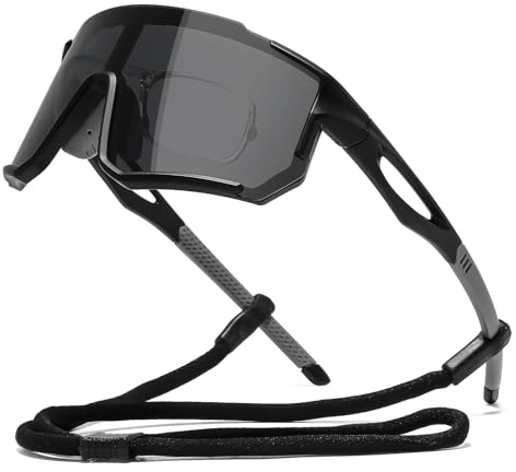 Suertree Schnelle Brille Herren, Polarisiert Fahrradbrille Sportbrille Damen, UV400 Sonnenbrille Sport mit Kurzsichtige Rahmen, Rennrad Brille für Radsport, Laufen, Outdoor-Aktivitäten