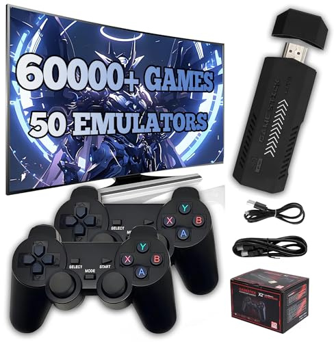 X2 Plus Console de Jeux Rétro Console Retro 60000+ Jeux 50+ Émulateurs Console retrogaming,Game Stick 4K HD avec Deux Contrôleur sans Fil 2,4 GHz,Console de Jeux Plug-and-Play (256G)