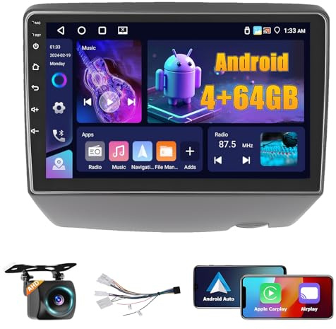 Fuluku 4+64G 9''Autoradio per Toyota Vitz/Yaris 1999-2005 Android 15 Stereo | Stereo per CarPlay/Android Auto Wireless, Schermo TouchScreen 9IPS, Radio Auto Bluetooth/GPS, Retrocamera, FM, WiFi, SWC