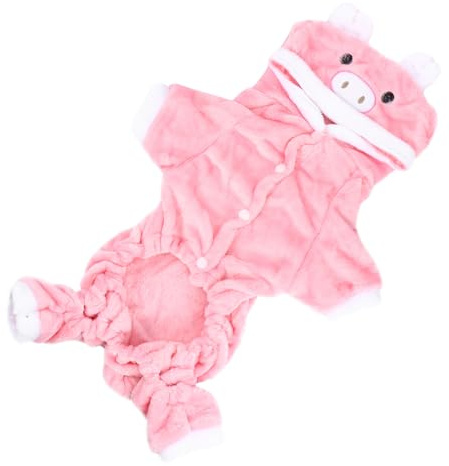 TOGEVAL Kuscheliger Hundemantel mit Fleece Warmes Schwein Kostüm aus Weichem Stoff Wintermantel für Kleine bis Große Hunde Pinkes Haustieroutfit für Kalte Tage