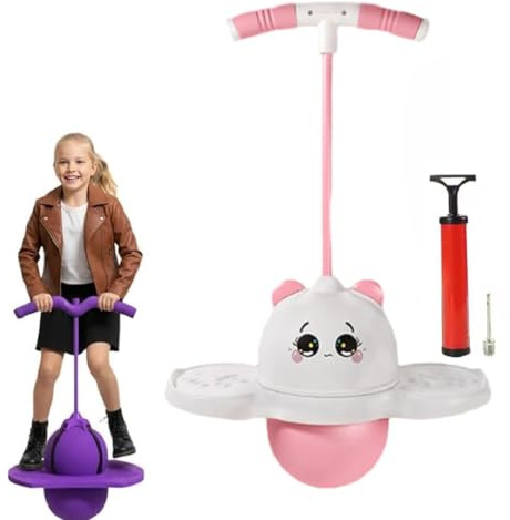 GUSHE Pogoball – Bouncing Balance Training Toy, Hüpfball mit Griffen und Ballpumpe, Pogo-Sprungball für Kinder, Balance Hüpfball mit Platte, Hüpfspielzeug für Draußen für Kinder und Erwachsene (Rosa)