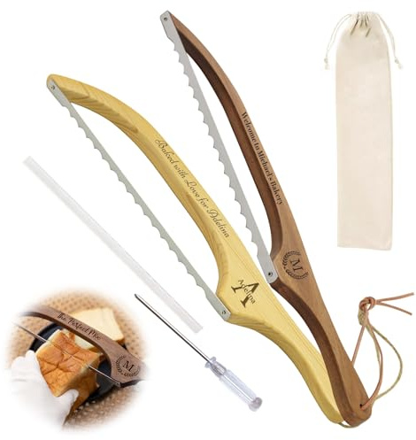UIDMEN Personalisiertes Sauerteigbrotmesser Gravur, 15.7 Holz Brotsäge Sauerteig Baguette Kuchen, Brotschneider Hausbrot, Geschenk Geburtstag Hochzeit Muttertag